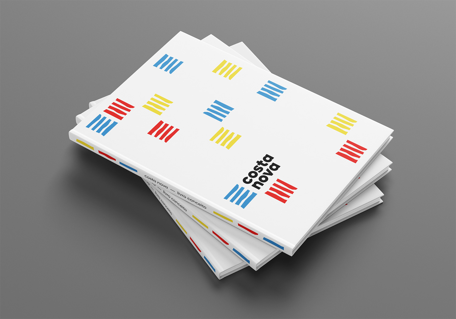 White book cover with colorful elements of the logo.