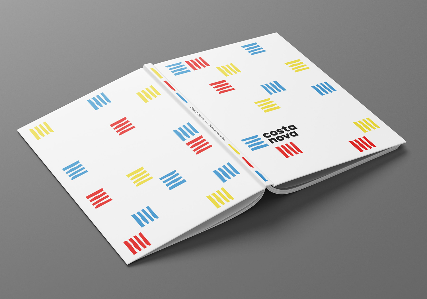 Back book cover with colorful elements of the logo.